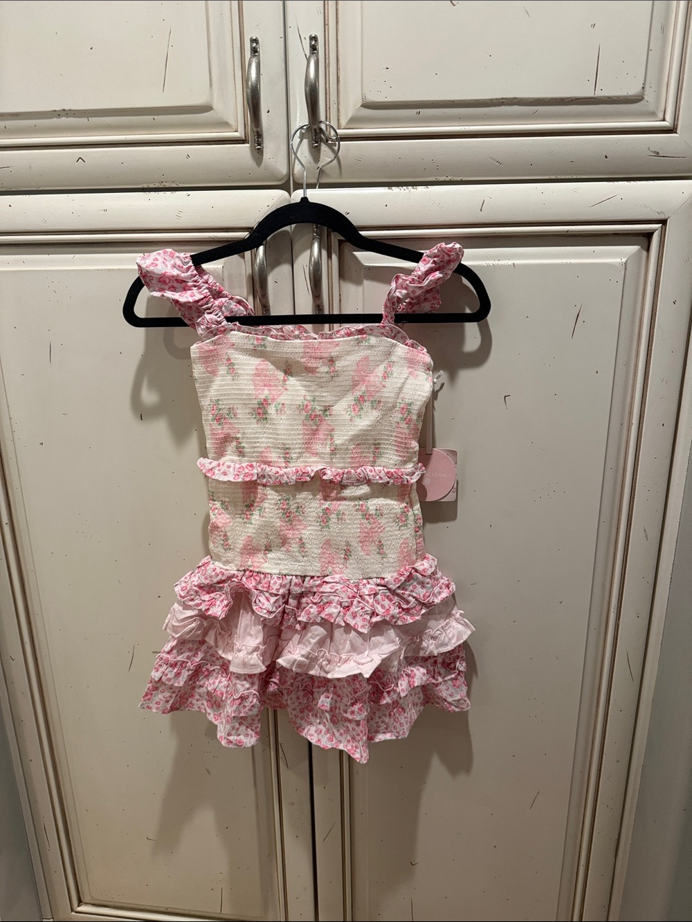 LoveShackFancy Pink Floral Smocked Dress